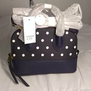 Navy Blue White Polka Dot